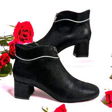 Vago HEATHER Black Lizard Leather Ankle Boots