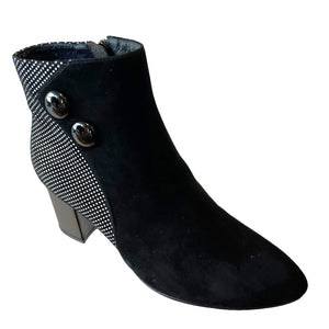 Vago HUFFY Black & White Suede Patent Heel Ankle Boots