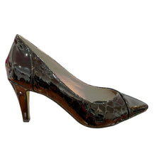 Vago HUTT Black Patent Croc Print Leather Mid Heels