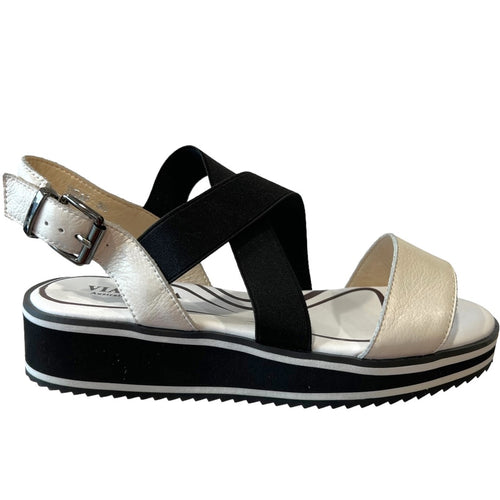 VIA NOVA IHEAP White & Black Flat Sandals