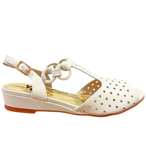 Via Nova JIVE White Leather Wedge Sandal