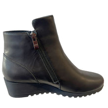 Via Nova JUN Black Leather Wedge Ankle Boots