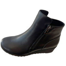 Via Nova JUN Black Leather Wedge Ankle Boots