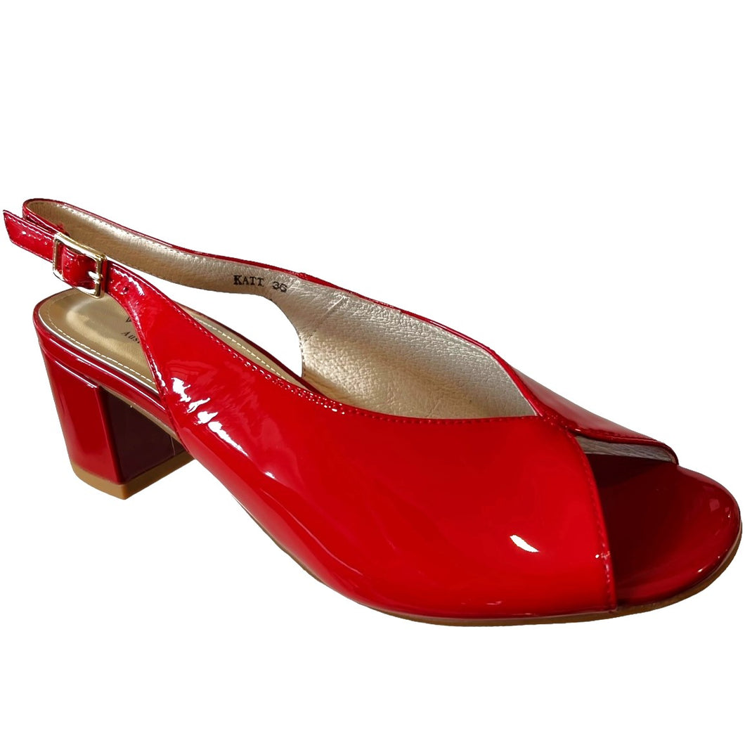 Via Nova KATT RED Patent Leather - Block Heels