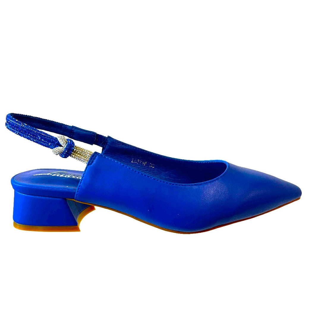 LB LL371F Cobalt Blue Leather Flat Heels