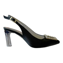 Marian 4909 Black Satin & Dimante Embellishment Mid Heels