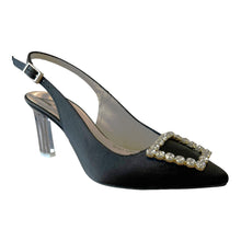 Marian 4909 Black Satin & Dimante Embellishment Mid Heels