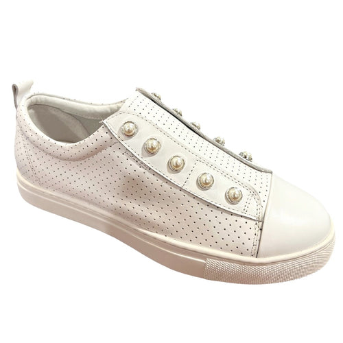 HINAKO Pearl Perferated White Sneakers