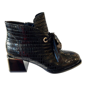 Emma Kate TWEET Black Patent Leather Heel Ankle Boots