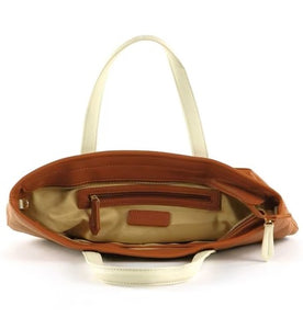 Mario Valentino VBS6T901 Tan & Ivory Tote Handbag