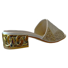 Vago Vella White Gold and Crystals Leather Slides