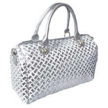 Lav-ish YX589 PU White /  Silver Mini Duffel Tote Handbag