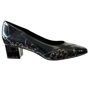 MUSS17264 Black Multi Colour Patent Leather Block Heels