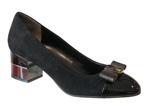 MUSS20520  Black Suede & Patent Block Heels