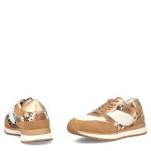 MB 21562 Tan, Champagne, White & Snake Print Sneakers