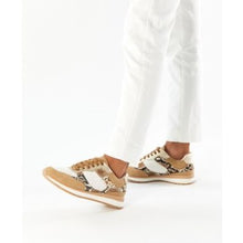 MB 21562 Tan, Champagne, White & Snake Print Sneakers