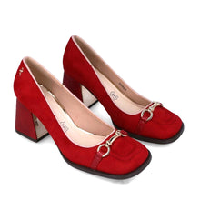 MB 22600 Red Suede Microfiber Block Heels