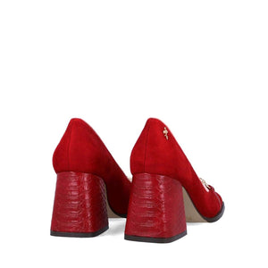 MB 22600 Red Suede Microfiber Block Heels