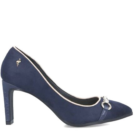 MB 22601 Navy Microfiber Suede Mid Heels