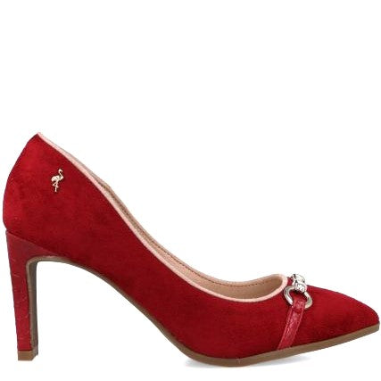 MB 22601 RED Microfiber Suede Mid Heels