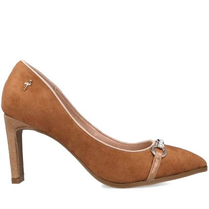 MB 22601 Tan Microfiber Suede Mid Heels