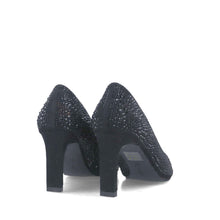 MB 22604 Black Microfiber Suede Bling Mid Heels