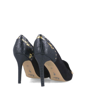 MB 22630 Black Microfiber Suede High Heels