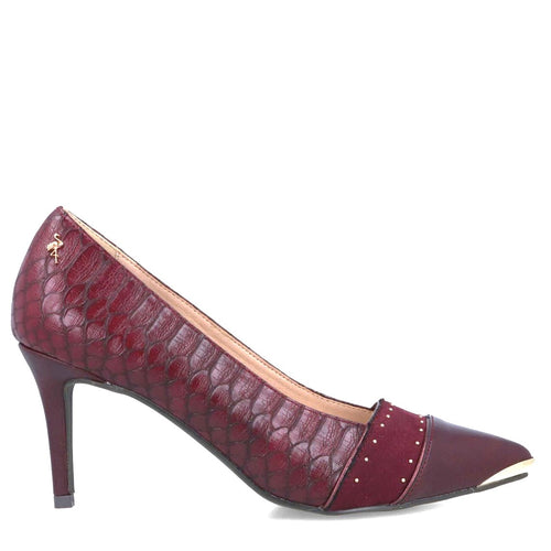 MB 22653 Burgundy Croc Print Mid Heels