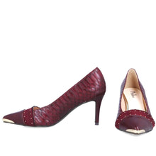 MB 22653 Burgundy Croc Print Mid Heels