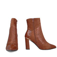 MB 22654 Tan Suede & Snake Print Ankle Boots