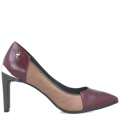 MB 22731 Burgundy, Beige & Green Mid Heels