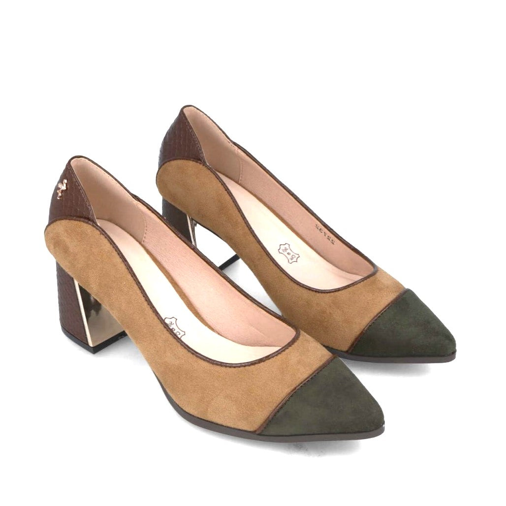 Khaki block heels best sale