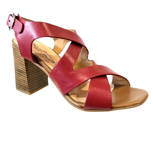 Space Moda 31231 Red Leather Block Heels Sandal