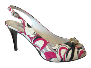 MARINO4186 White, Fuxia & Black Patent with Concealed Platform Leather High Heels
