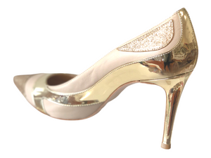 POL492467 Leather Beige & Metallic Gold High Heels
