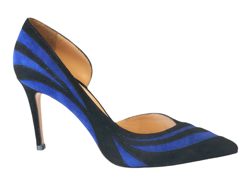 POL4924-81 Cobalt Black Suede High Heels