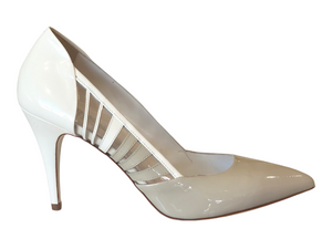 LORIBLU 4E 648380 White & Light Grey Leather High Heels