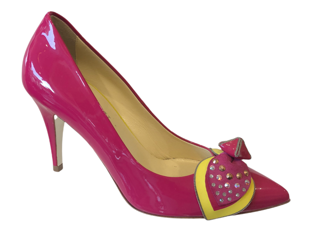 LORIBLU 4E648561 Fuxia & Yellow Patent Leather High Heels