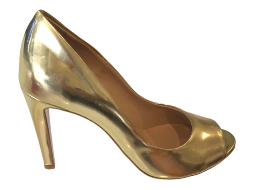 Bian600RF Metallic Gold Leather High Heels