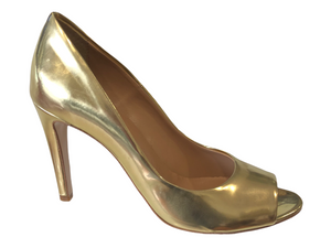 Bian600RF Metallic Gold Leather High Heels