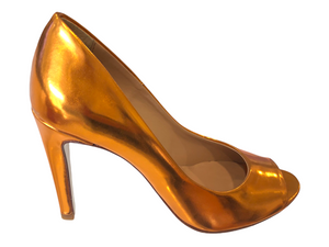 Bian600RF Metallic Space Orange Leather High Heels