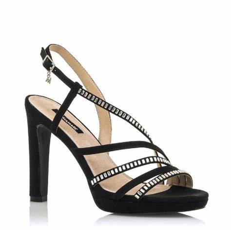 MM68012RF Black High Heel Platform Sandals