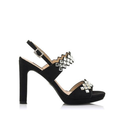 MM68049RF Suede Black High Platform Heels