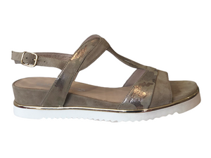 SOFTWAVES 74204 Khaki Leather Flat Sandals