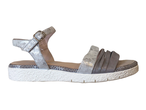 SOFTWAVES 76405 Silver 0Leather Flat Sandals