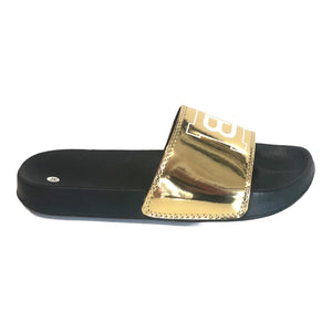 BIA805 Black Gold Slides Sandals