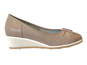 COMART-CUCCHE 831316 Taupe Multi Leather Wedges