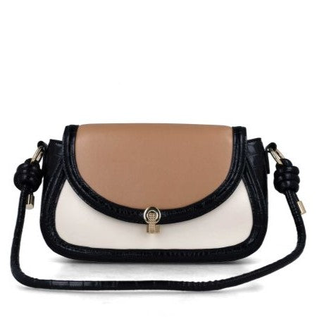 MB 85254 Black, Tan & White Color Crossbody bag