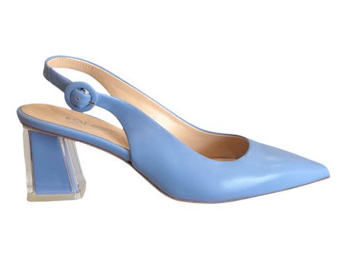 POL984102RF Leather Sky Blue Block Heels