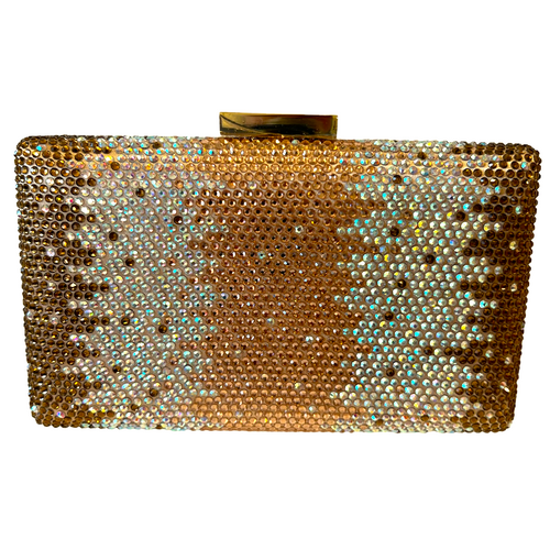 Anna Cecere 0152 Multi Silver, Rose Gold and Bronze CRYSTAL EMEBLLISHED Gold Trim Clutch